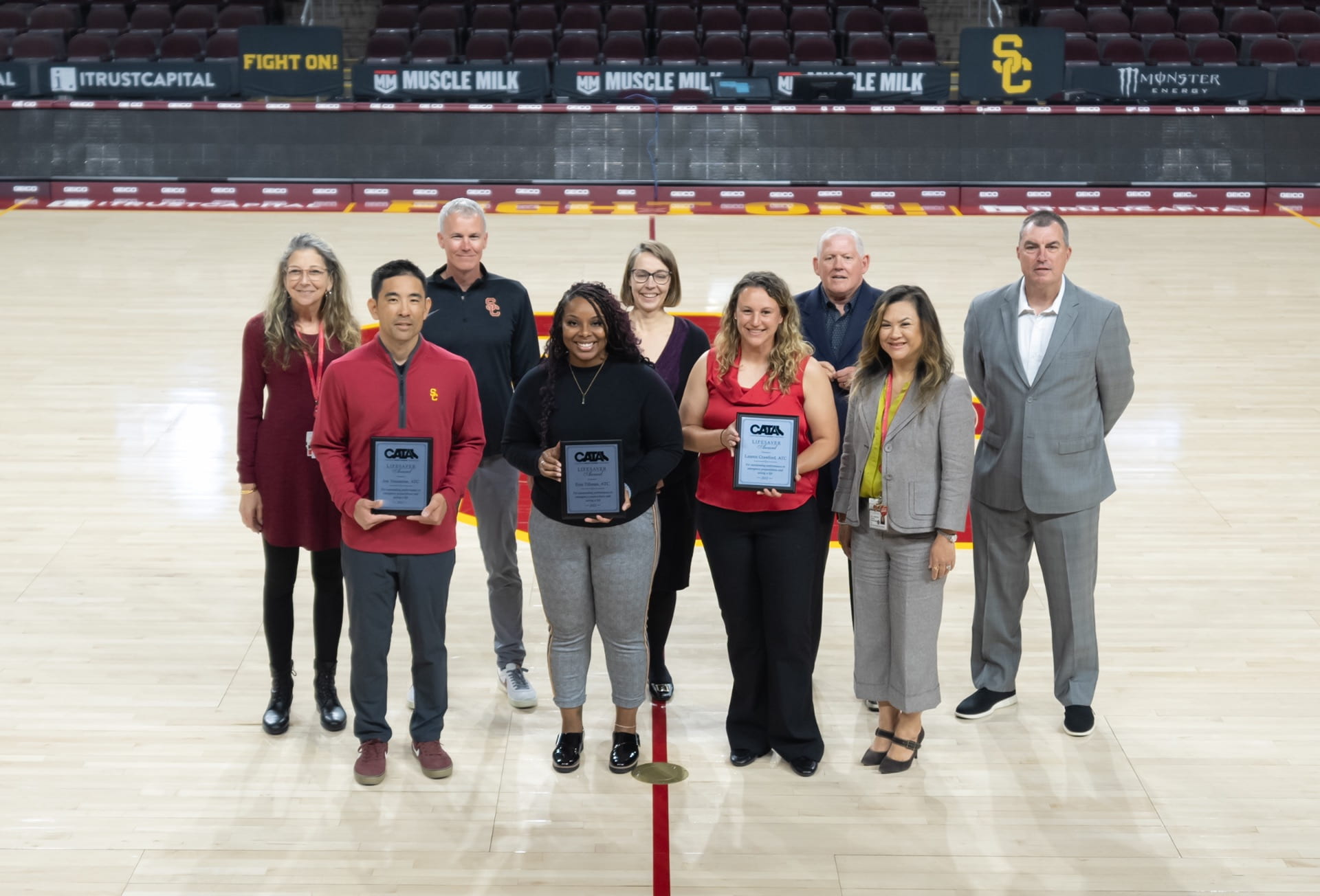 Athletic Trainers Jon Yonamine, Erin Tillman, and Lauren Crawford honored for their actions with Men’s Basketball