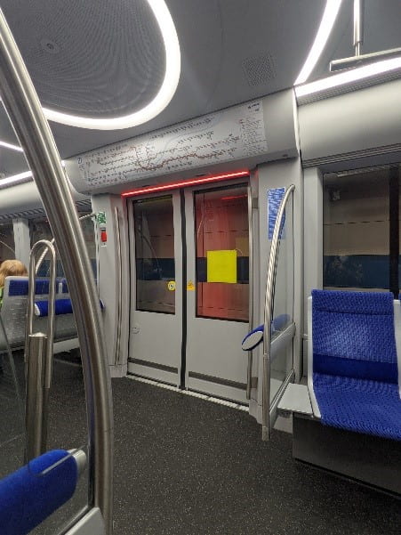 Interior view of entrance of train 