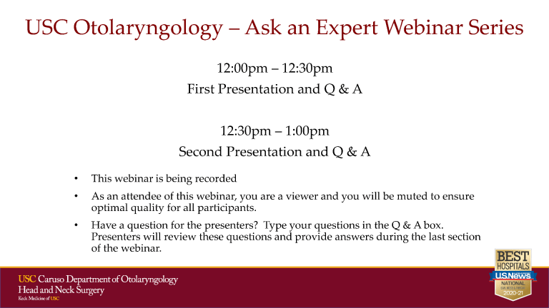 Ask an Expert Webinar Series