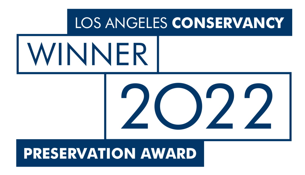 Illustration reading "Winner, 2022 Los Angeles Conservancy Preservation Award"