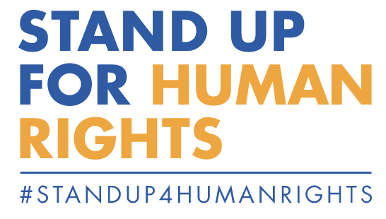 Text Stand up for human rights #standup4humanrights. Help us spread the word about the campaign. Use the campaign hastag #standup4humanrights on social media to show your support and share our posts in the digital sphere.