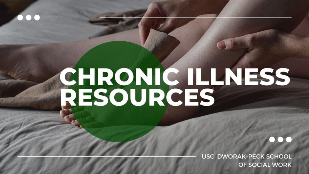 Text Chronic Illness resources with background image of person putting a bandage on their foot